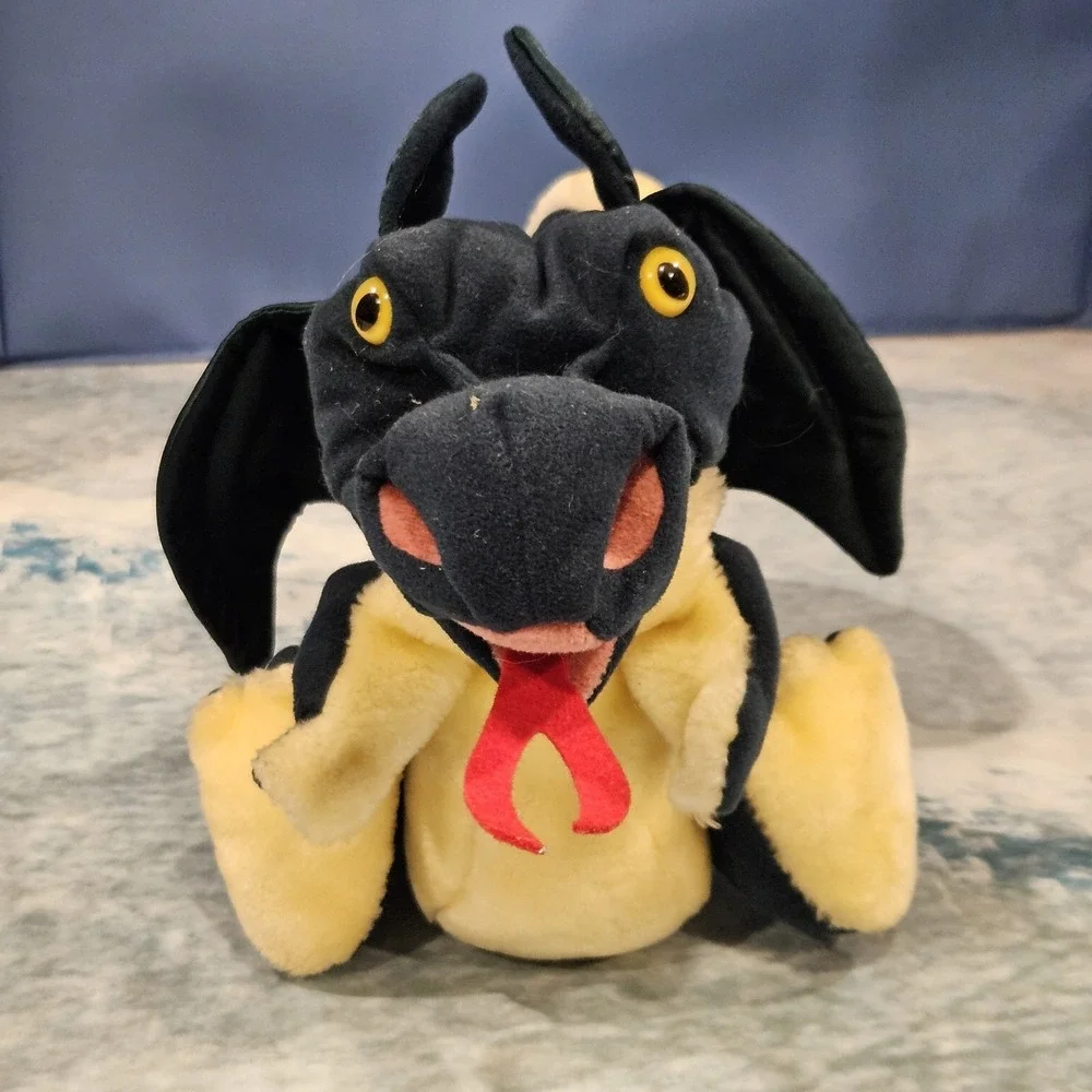 Folkmanis Dragon Hand Puppet Dark Green Black Plush‎ Fantasy Puppet Toy